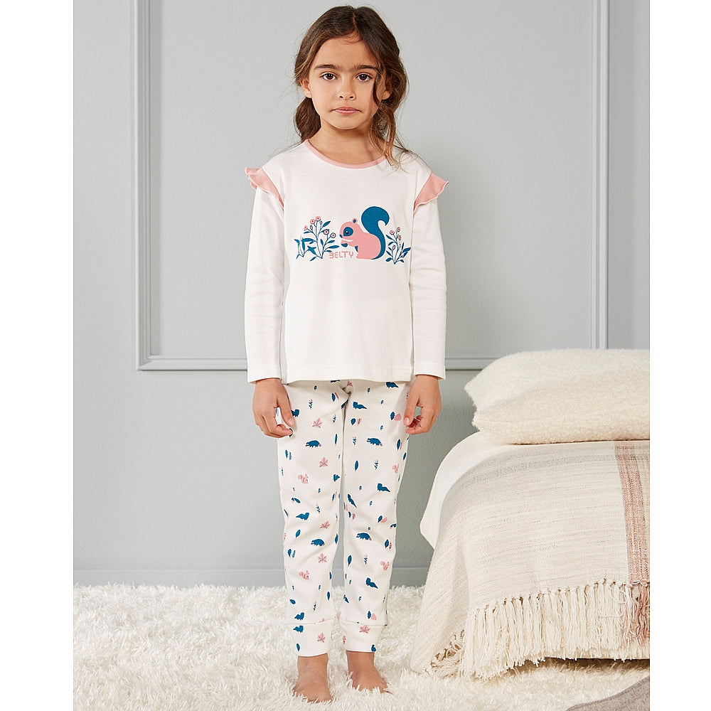 PIJAMA ALGODÓN AFELPADO ARDILLAS Y HOJAS Rosa 2