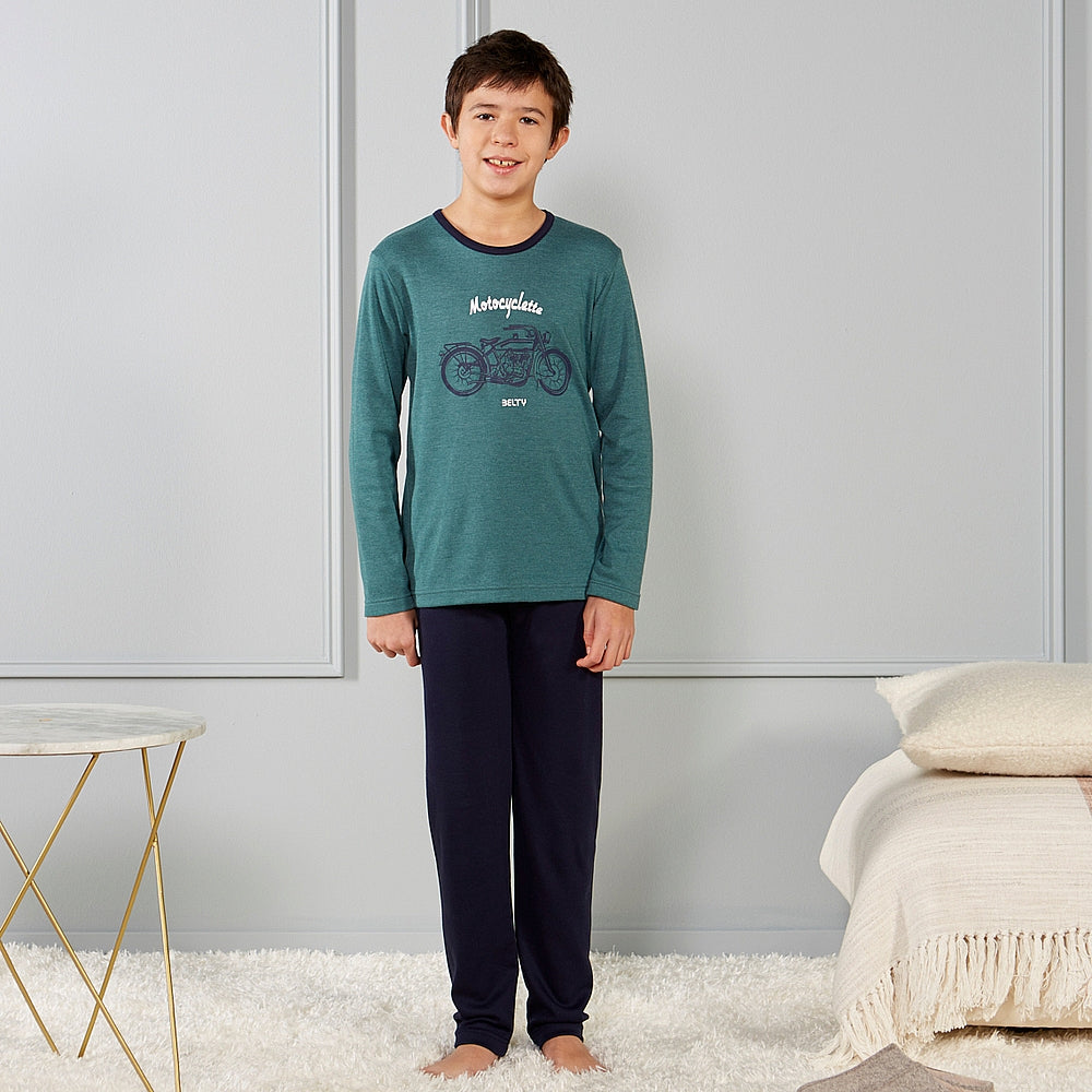 PIJAMA AFELPADO MOTO VERDE Verde