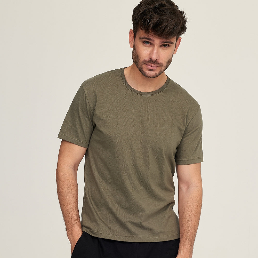 7300 CAMISETA MANGA CORTA BÁSICA 462-Verde Kaki