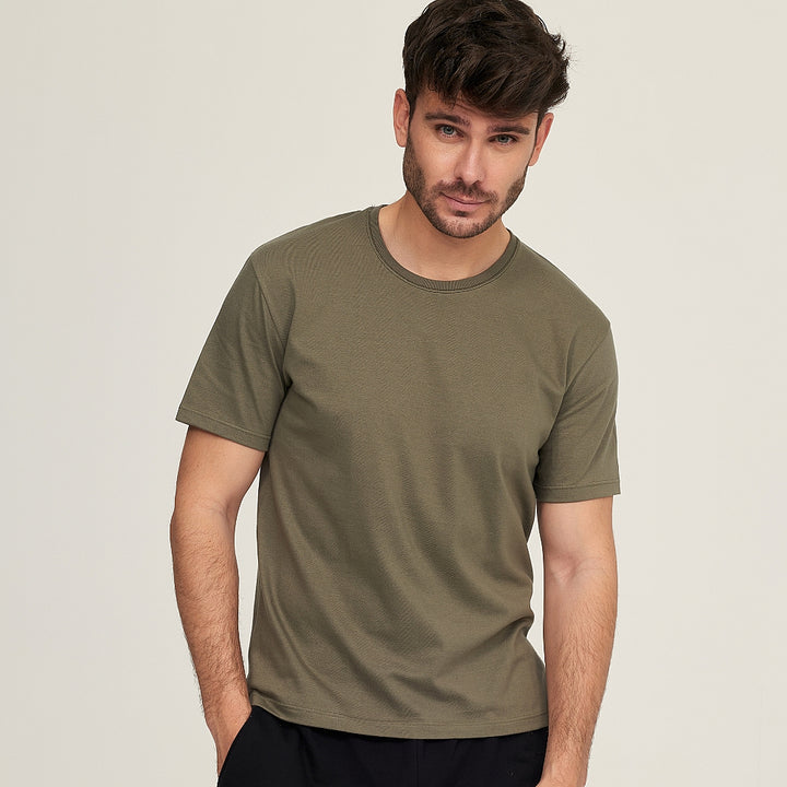 7300 CAMISETA MANGA CORTA BÁSICA 462-Verde Kaki