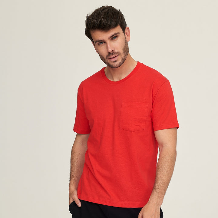 7335 CAMISETA MANGA CORTA CON BOLSILLO 076-Rojo