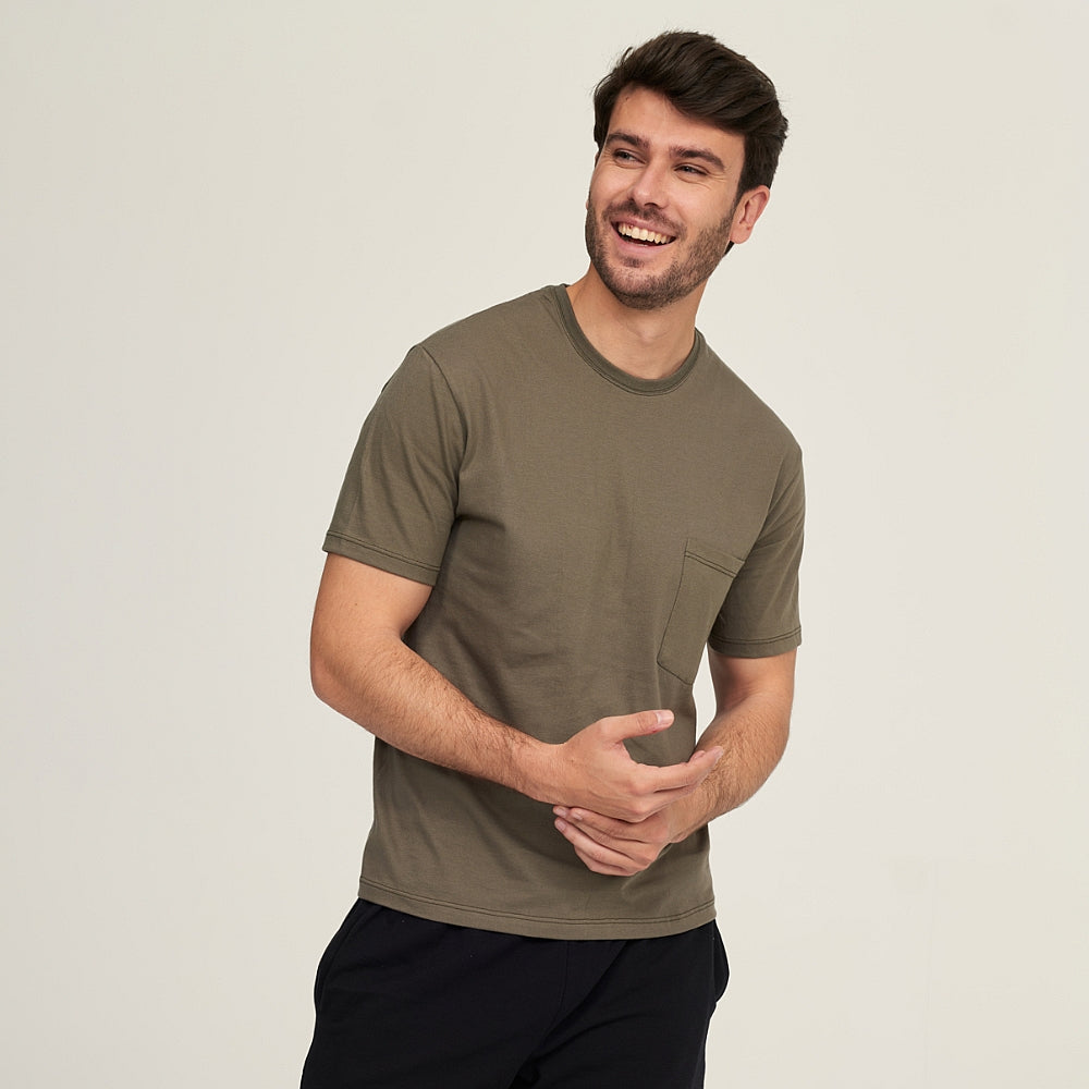 7335 CAMISETA MANGA CORTA CON BOLSILLO 462-Verde Kaki