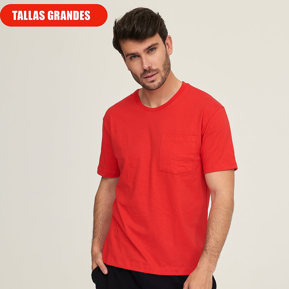 7335b CAMISETA MANGA CORTA CON BOLSILLO 076-Rojo 2XL-64