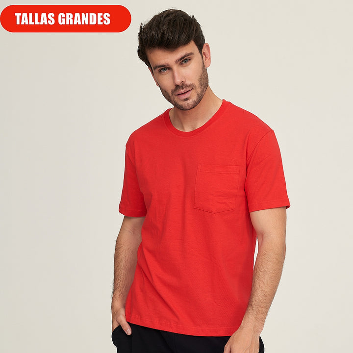 7335b CAMISETA MANGA CORTA CON BOLSILLO 076-Rojo 2XL-64