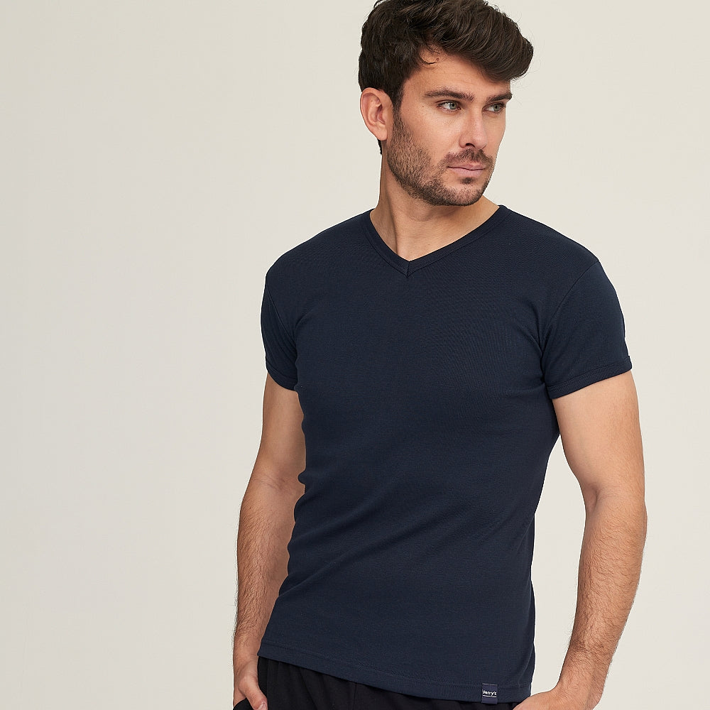 7562 CAMISETA MANGA CORTA CUELLO PICO 039-Marino