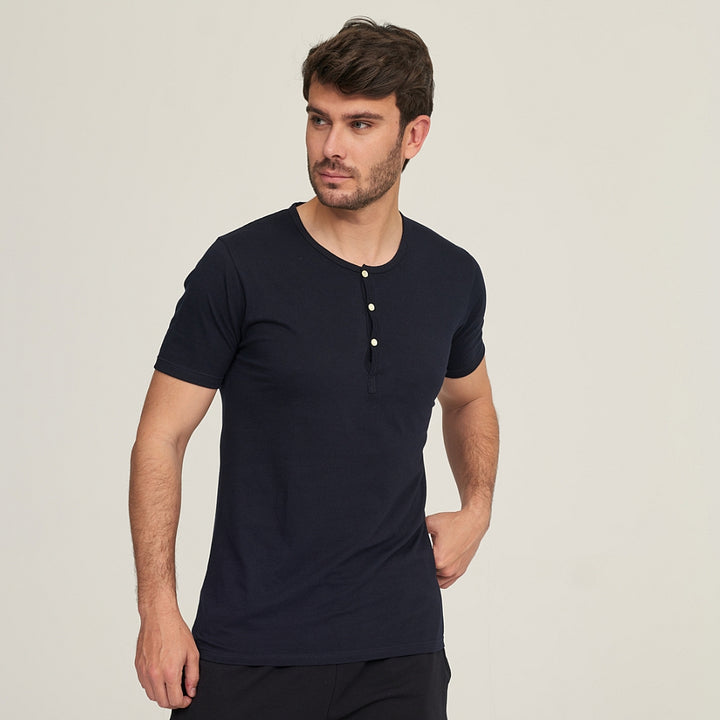 7309 CAMISETA PANADERA MANGA CORTA BOTONES 039-Marino