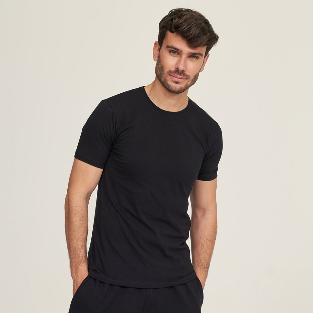 7516 CAMISETA MANGA CORTA TEJIDO FINO 009-Negro