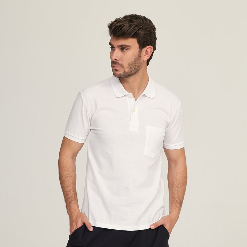 7290 POLO PIQUÉ CON PUÑO Y BOLSILLO. CORTE HOLGADO 000-Blanco