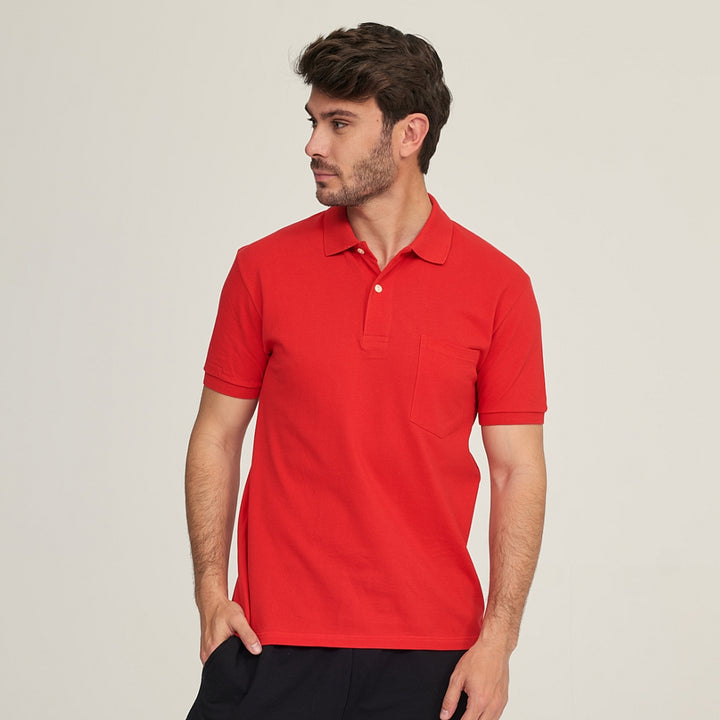 7290 POLO PIQUÉ CON PUÑO Y BOLSILLO. CORTE HOLGADO 076-Rojo