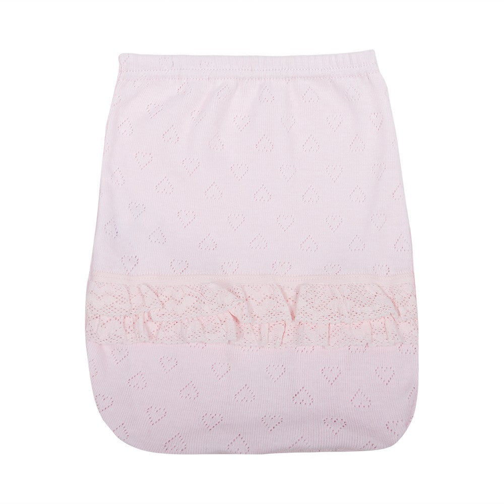 2302 CUBREPAÑAL ALGODÓN CORAZONES CON PUNTILLA BEBÉ