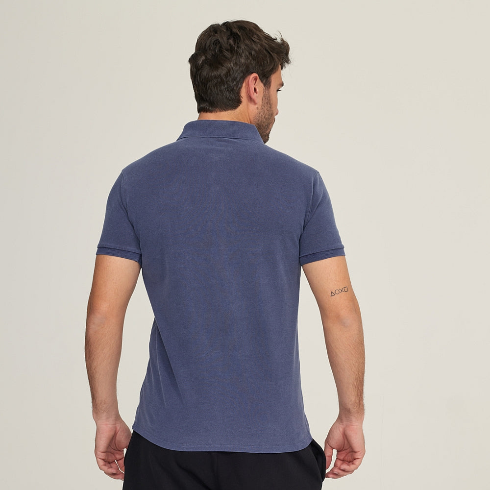 7588 POLO PIQUÉ CON PUÑO LAVADO A LA PIEDRA 287-Vaquero