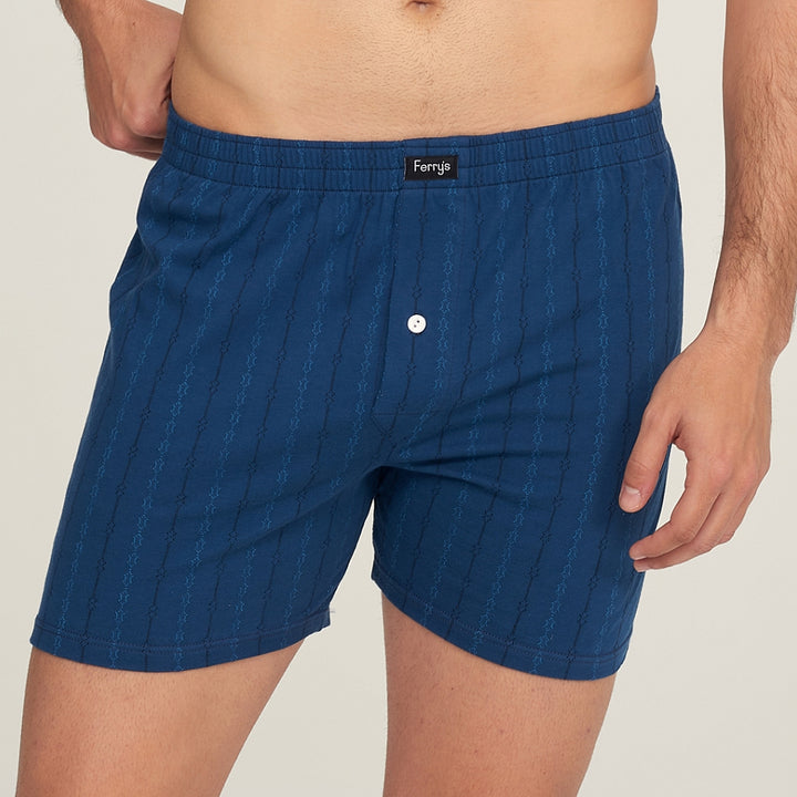 5010 BOXER ABIERTO CON BOTÓN BORDADO CADENAS 028-Marino