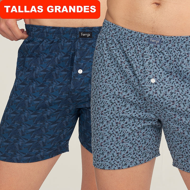 418b PACK 2 BÓXERS ESTAMPADOS PAJARITAS Y FLORES 100-Surtido 2XL-64