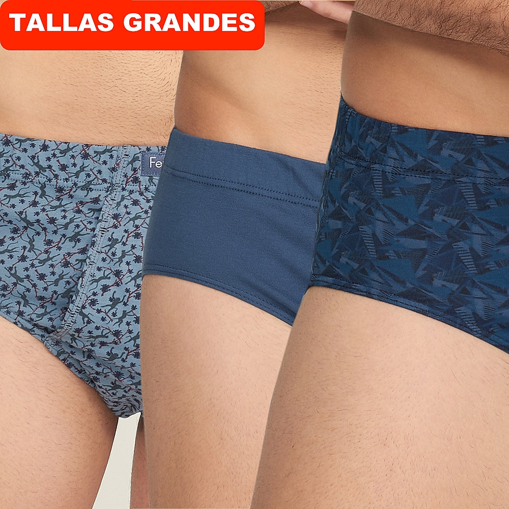 419b PACK 3 SLIPS ABIERTOS. 2 ESTAMPADOS Y 1 LISO 100-Surtido 2XL-64