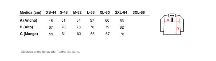 Medidas reales de 7358b POLO PIQUÉ MANGA LARGA CON PUÑO