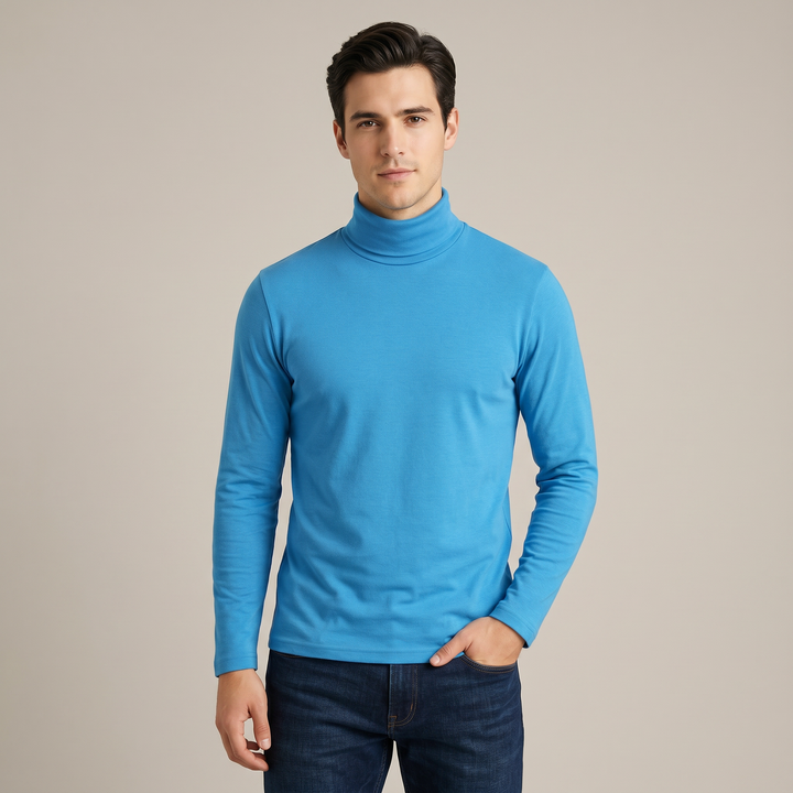 7455 CAMISETA 100% ALGODÓN CUELLO ALTO 270-Turquesa