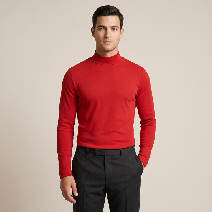 7456 CAMISETA 100% ALGODÓN CUELLO SEMICISNE 076-Rojo