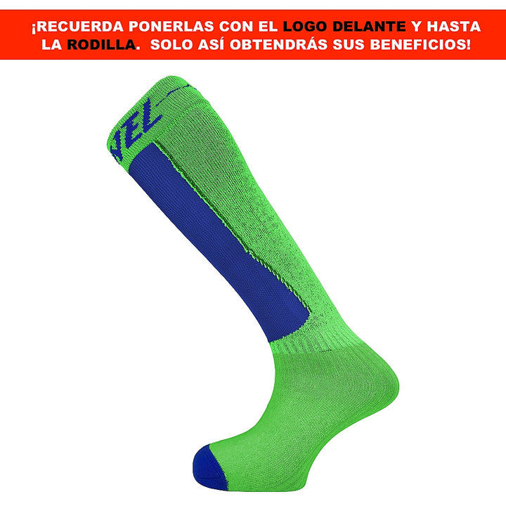 PRENEL - Medias Potenciadoras del Rendimiento con Energía Elástica - VERDE AZUL LOGO PRENEL 814-Verde y Azul
