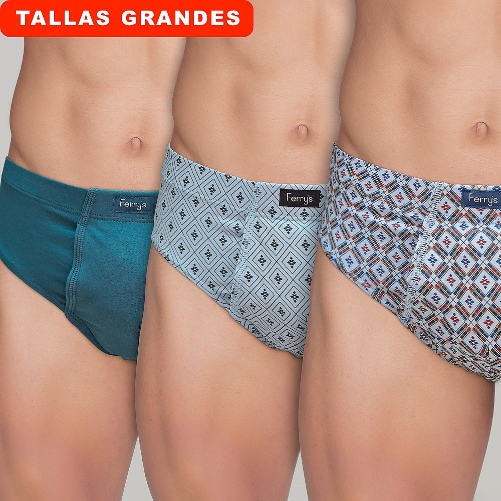 443b PACK 3 SLIPS ABIERTOS ESTAMPADOS ROMBOS 100-Surtido 2XL-64