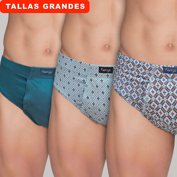 443b PACK 3 SLIPS ABIERTOS ESTAMPADOS ROMBOS 100-Surtido 2XL-64