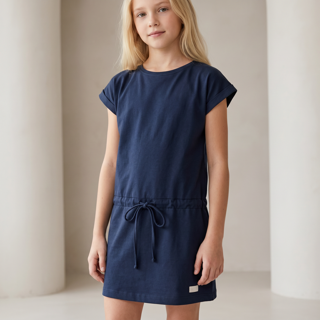 7744 VESTIDO CORDÓN CINTURA - NIÑA - Nina Ferry's - 039 - Marino - 4 - 7744004039000
