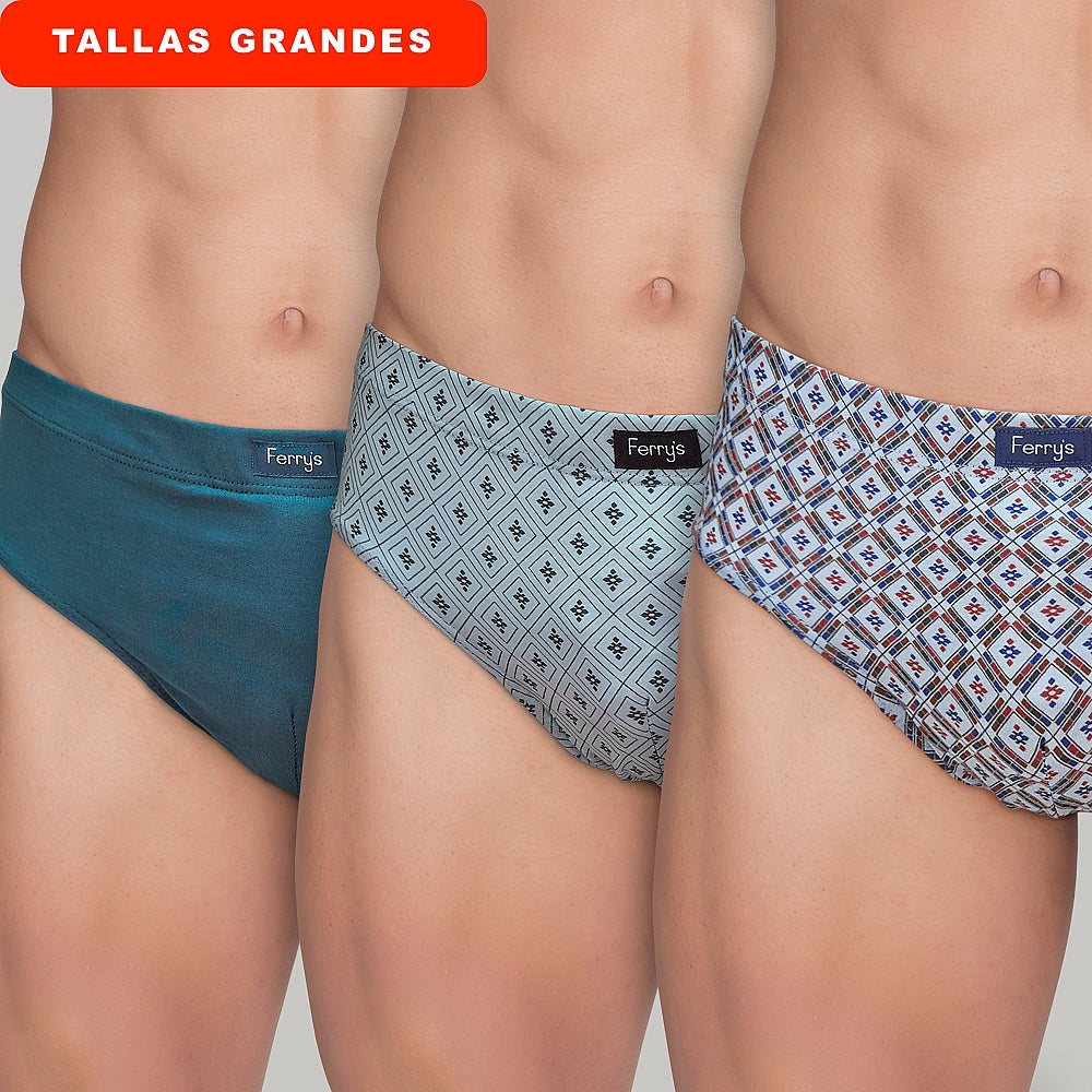 441b PACK 3 SLIPS CERRADOS ESTAMPADOS ROMBOS 100-Surtido 2XL-64