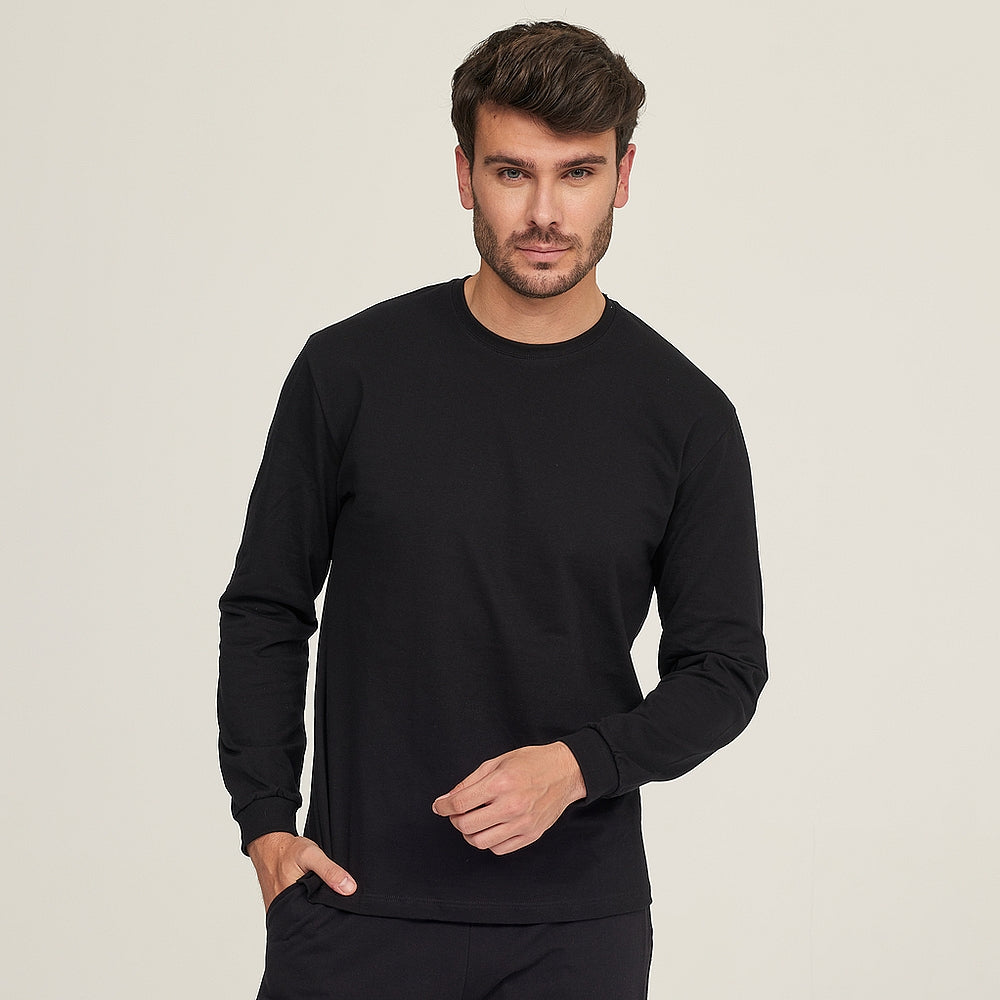 7354 CAMISETA MANGA LARGA BÁSICA 009-Negro