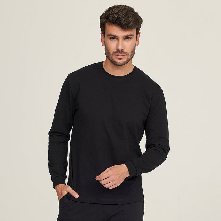 7354 CAMISETA MANGA LARGA BÁSICA 009-Negro