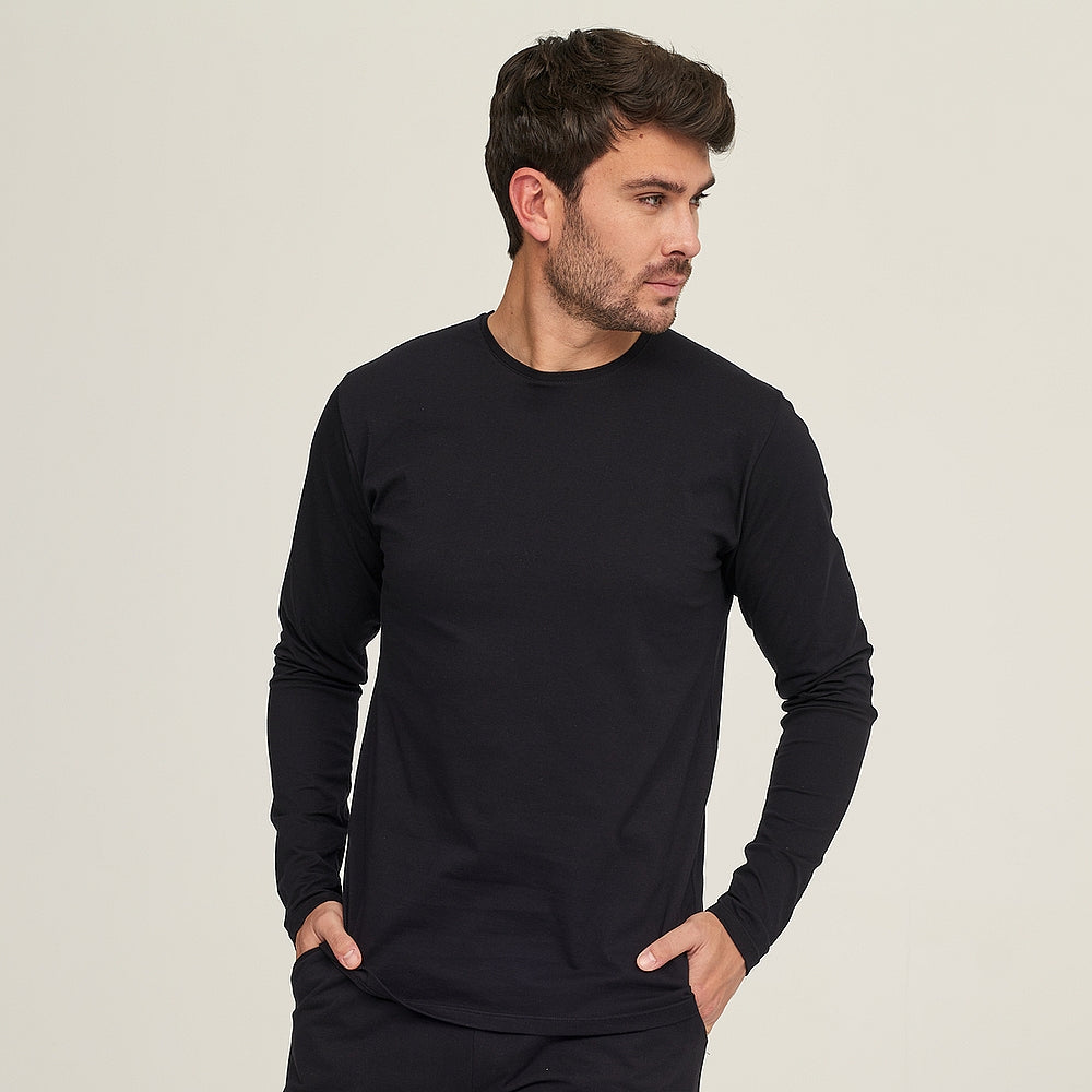 7355 CAMISETA MANGA LARGA FINA 009-Negro