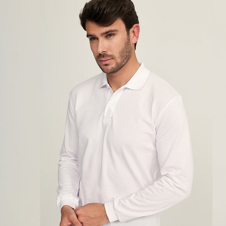 7358 POLO PIQUÉ MANGA LARGA CON PUÑO 000-Blanco