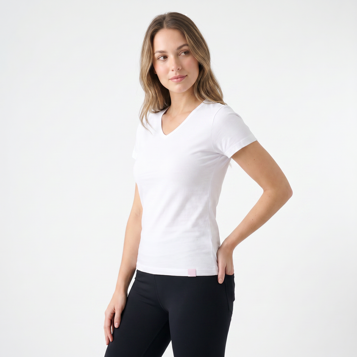 7801b CAMISETA MANGA CORTA CUELLO V - MUJER - Nina Ferry's