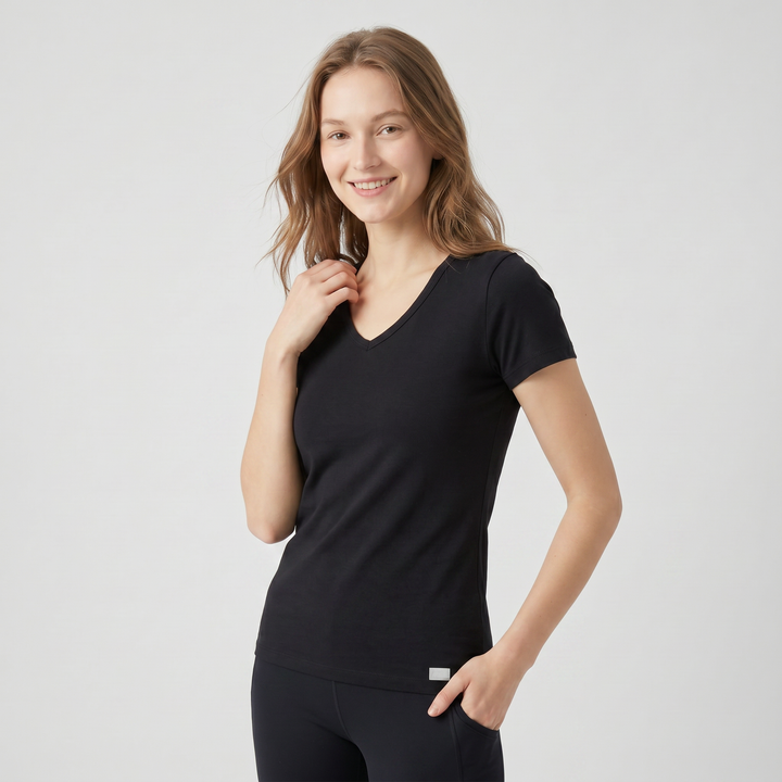 7801 CAMISETA MANGA CORTA CUELLO V - MUJER - Nina Ferry's