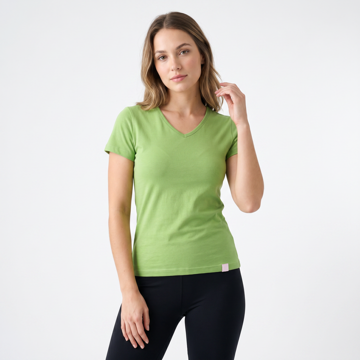 7801 CAMISETA MANGA CORTA CUELLO V - MUJER - Nina Ferry's - 822 - Verde - L - 7801052822000