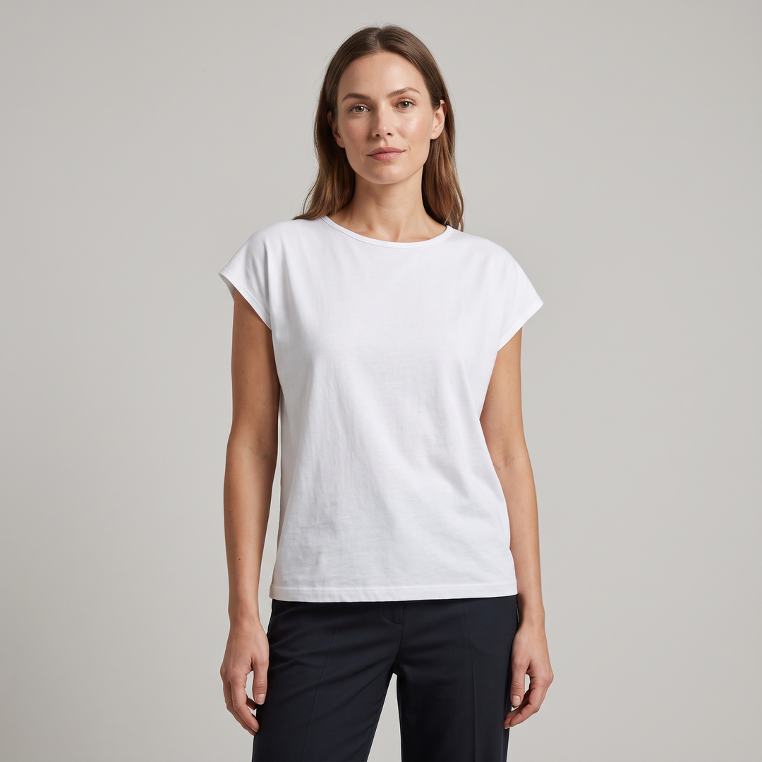 7809b CAMISETA MUJER TALLA GRANDE 2XL 100% ALGODÓN MANGA CAÍDA