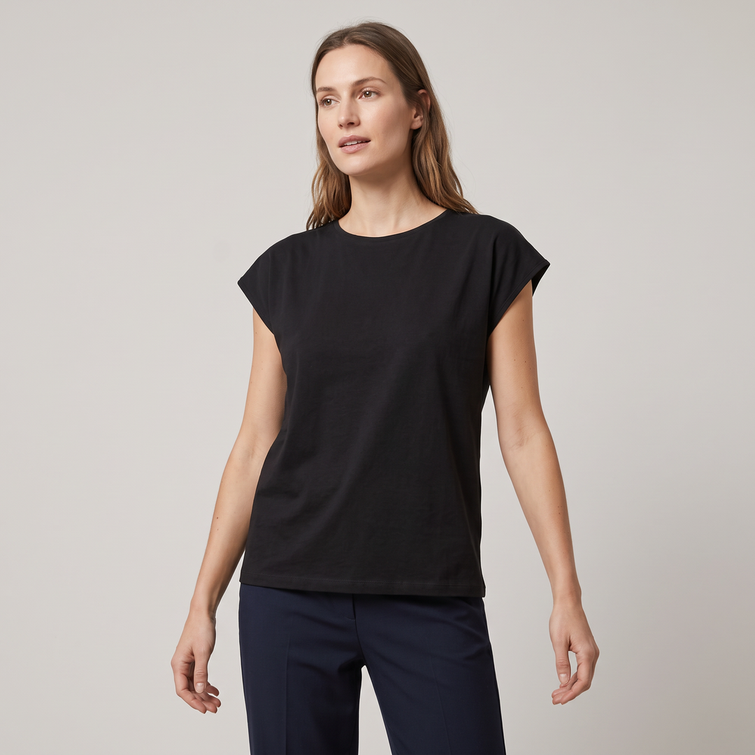 7809 CAMISETA MUJER 100% ALGODÓN MANGA CAÍDA