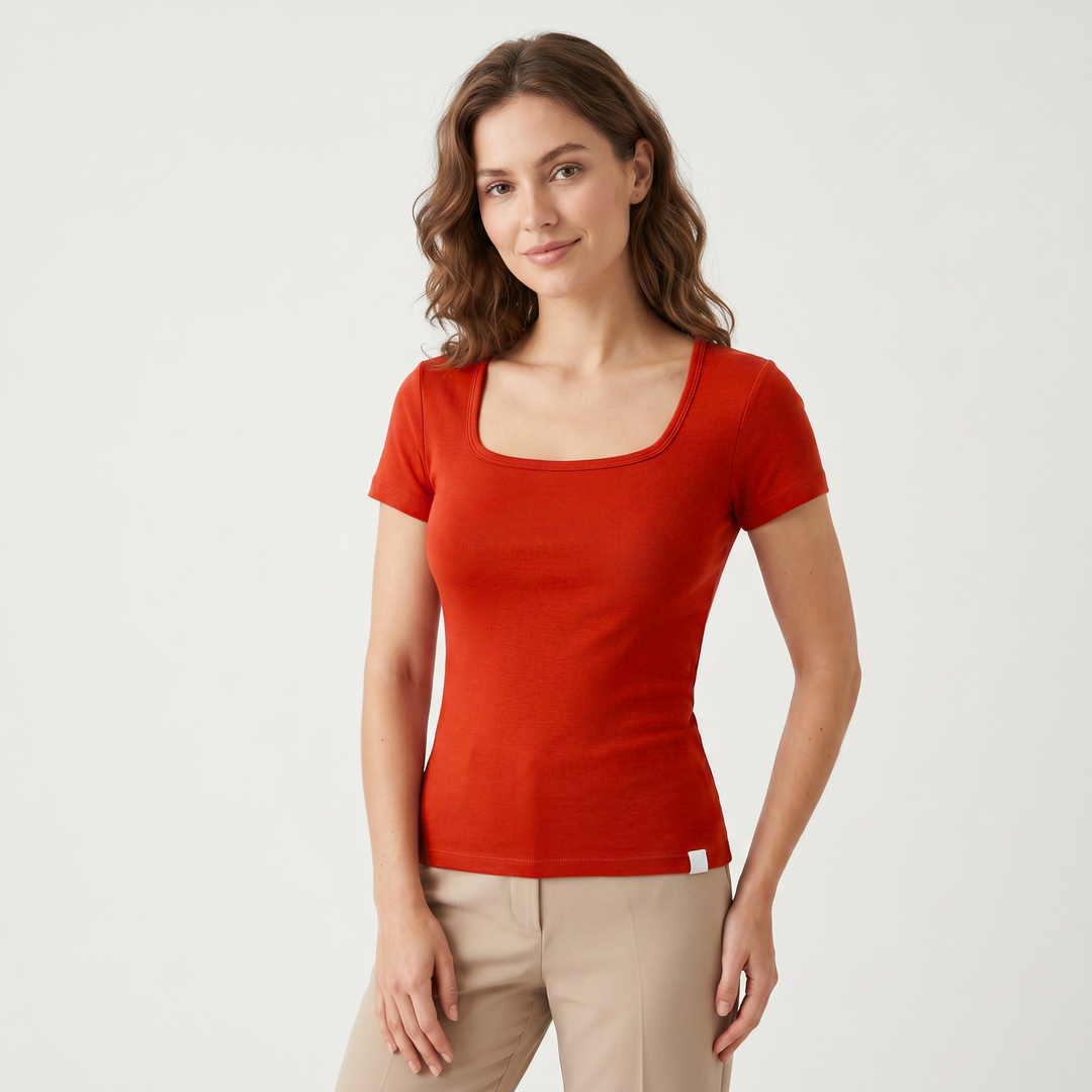 7824b CAMISETA MANGA CORTA CUELLO CUADRADO - MUJER - Nina Ferry's