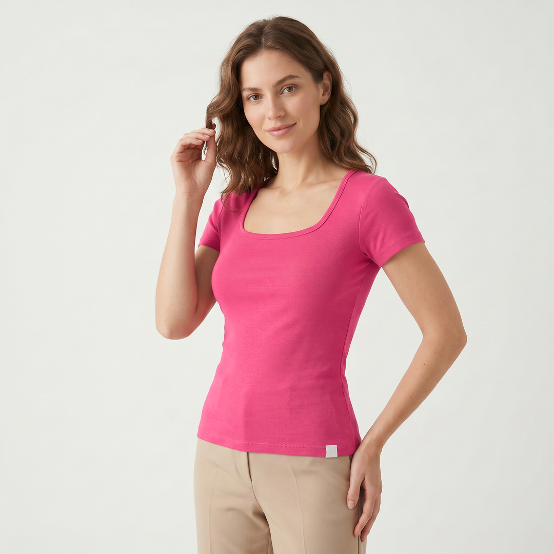 7824 CAMISETA MANGA CORTA CUELLO CUADRADO - MUJER - Nina Ferry's