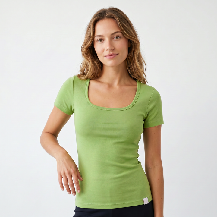 7824b CAMISETA MANGA CORTA CUELLO CUADRADO - MUJER - Nina Ferry's