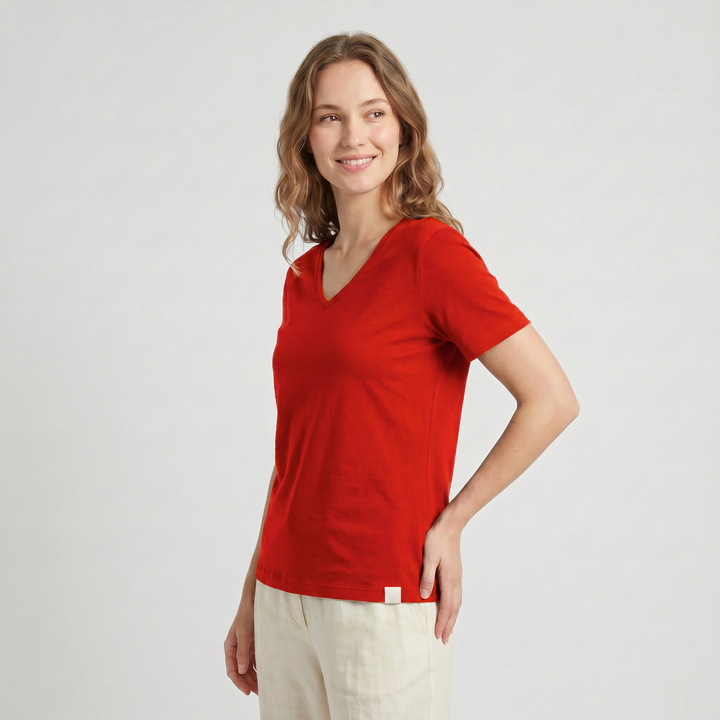 7834b CAMISETA MANGA CORTA ANCHA . CUELLO V - MUJER - Nina Ferry's - 076 - Rojo - 2XL - 7834060076000