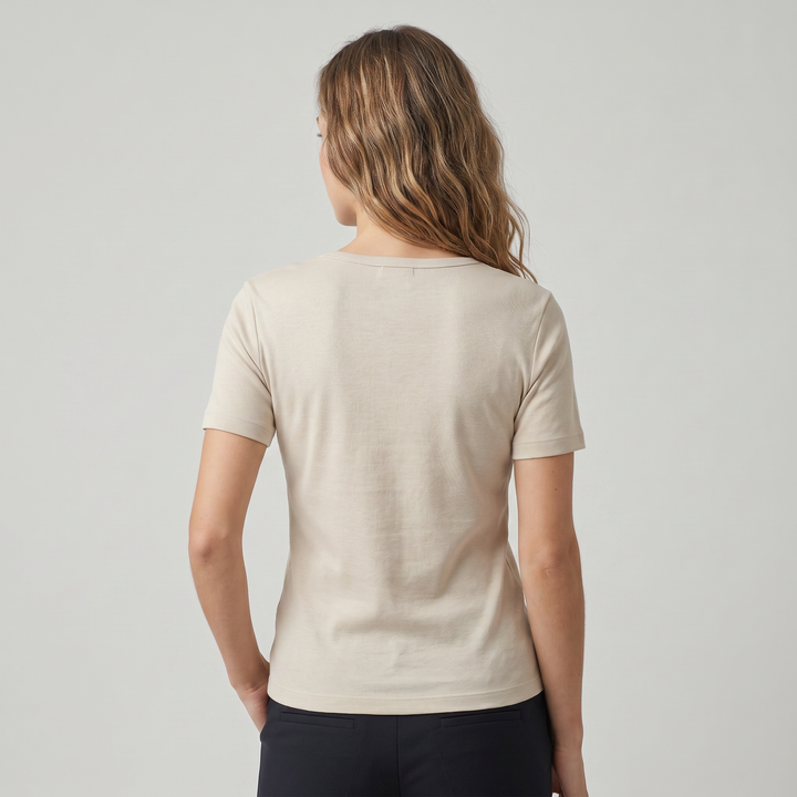 7834b CAMISETA MANGA CORTA ANCHA . CUELLO V - MUJER - Nina Ferry's
