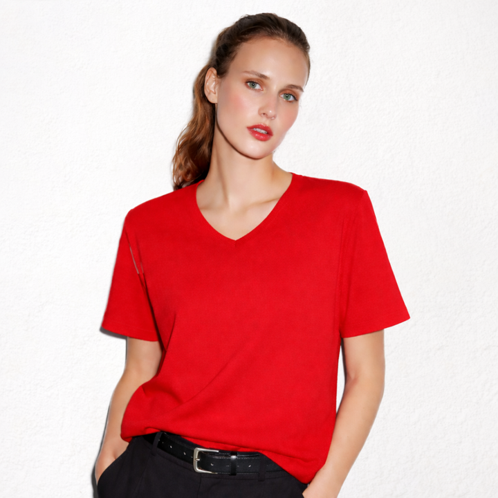 7834b CAMISETA MANGA CORTA ANCHA . CUELLO V