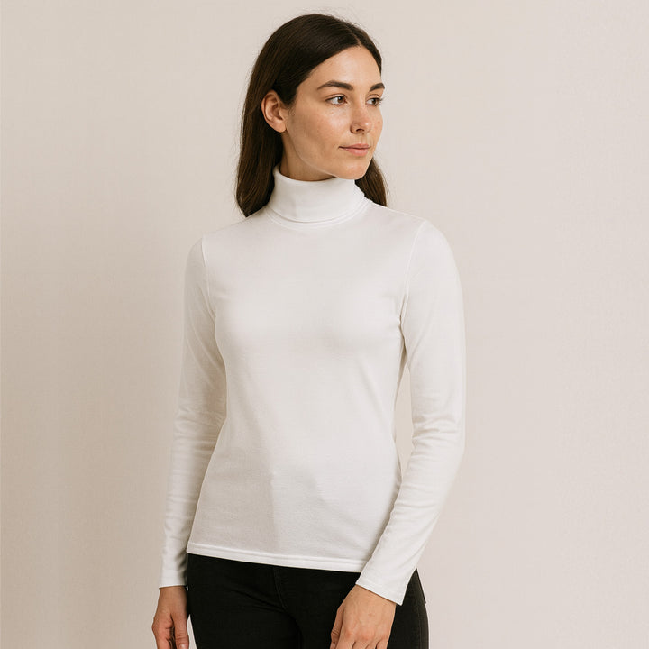 7947 CAMISETA CUELLO ALTO MANGA LARGA 100% ALGODÓN