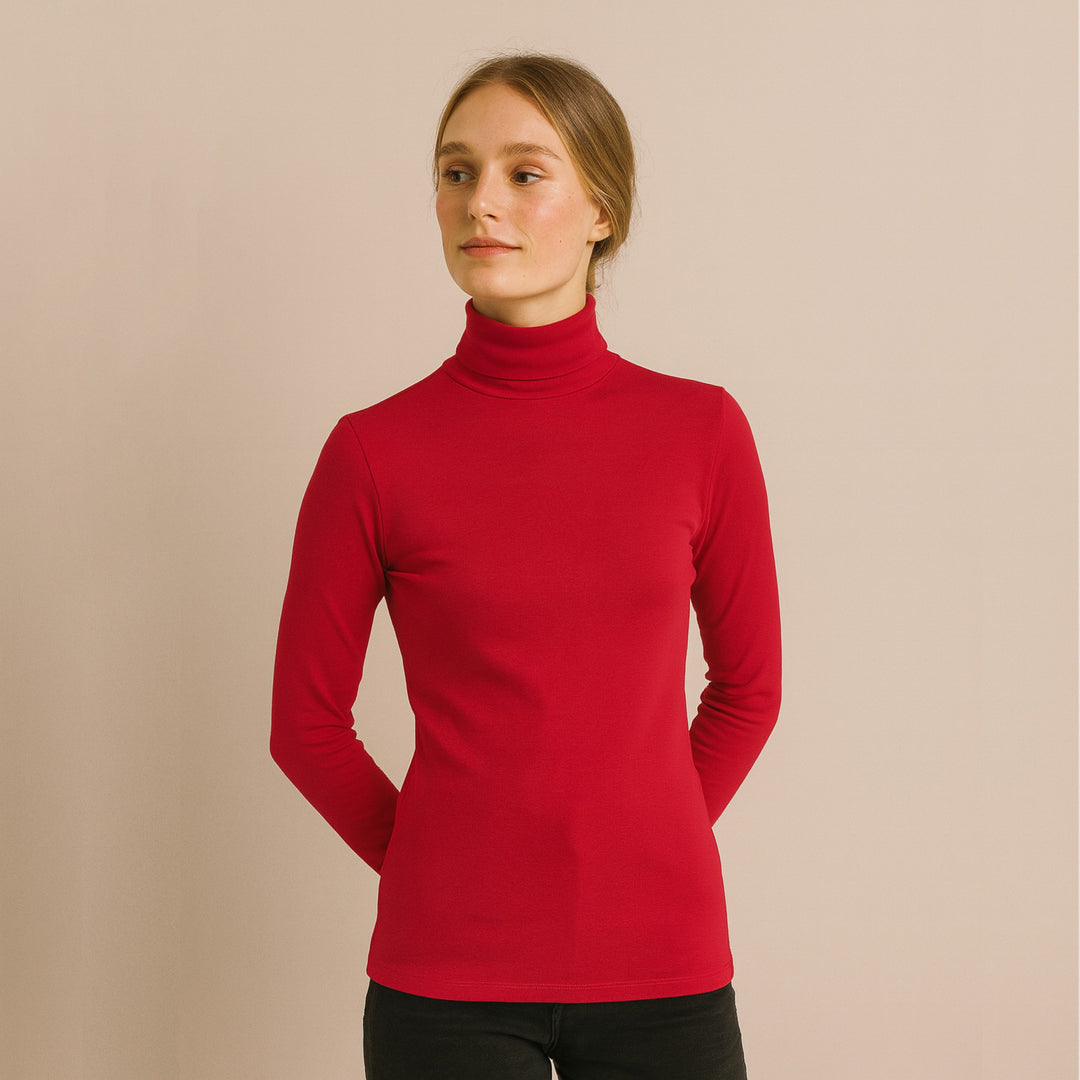 7947b CAMISETA CUELLO ALTO MANGA LARGA 100% ALGODÓN