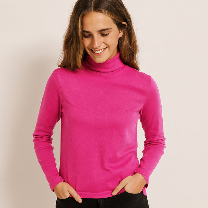 7947b CAMISETA CUELLO ALTO MANGA LARGA 100% ALGODÓN