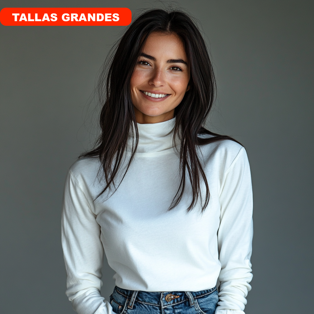 7947b 100% COTTON HIGH NECK LONG SLEEVE T-SHIRT