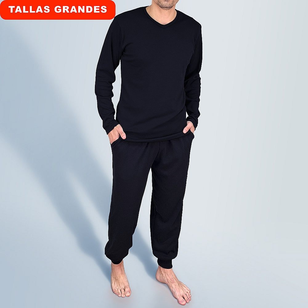 0930b PIJAMA 100% ALGODÓN CON PUÑOS Y BOLSILLOS 036-Marino 2XL