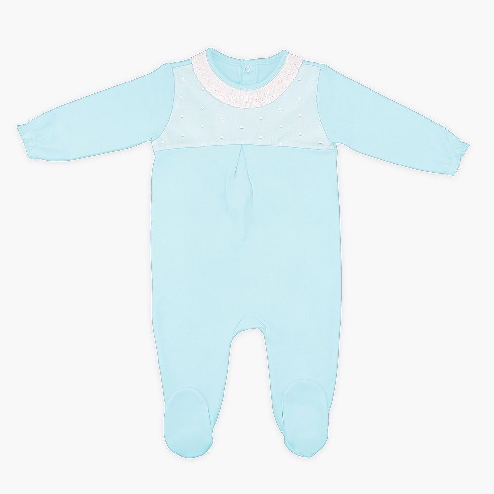 0711 PIJAMA PELELE ALGODÓN BEBÉ AFELFADO TÉRMICO ABIERTO DETRÁS 209-Celeste