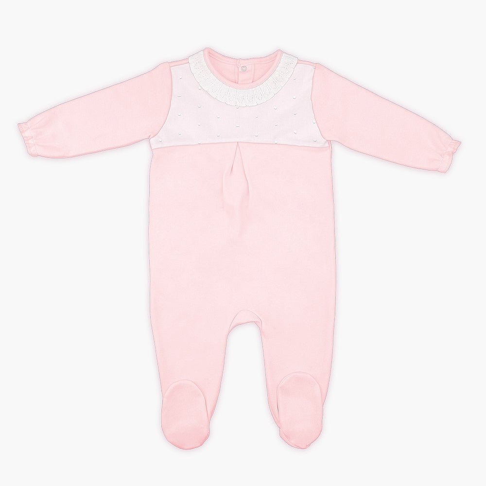 0711 PIJAMA PELELE ALGODÓN BEBÉ AFELFADO TÉRMICO ABIERTO DETRÁS 715-Rosa Pálido
