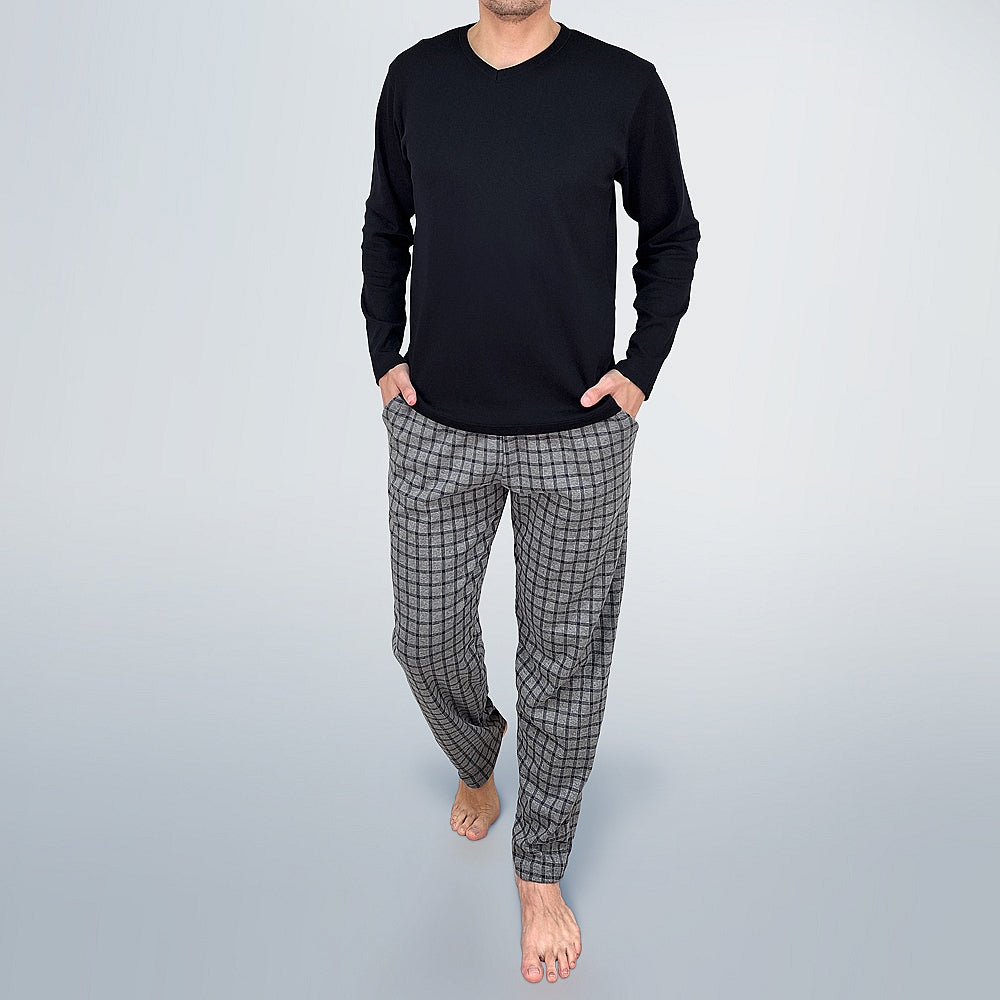 0932 PIJAMA 100% ALGODÓN JACQUARD CON BOLSILLOS 036-Marino