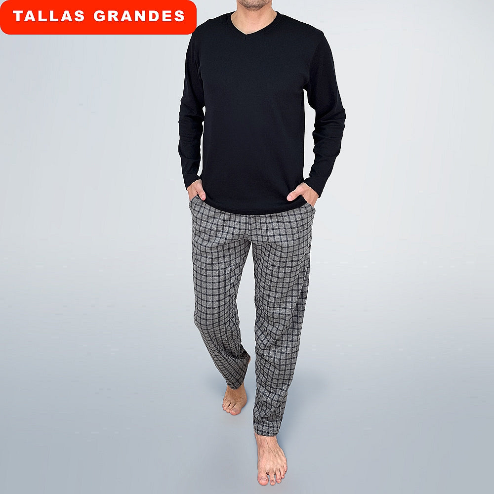 0932b PIJAMA 100% ALGODÓN JACQUARD CON BOLSILLOS 036-Marino 2XL